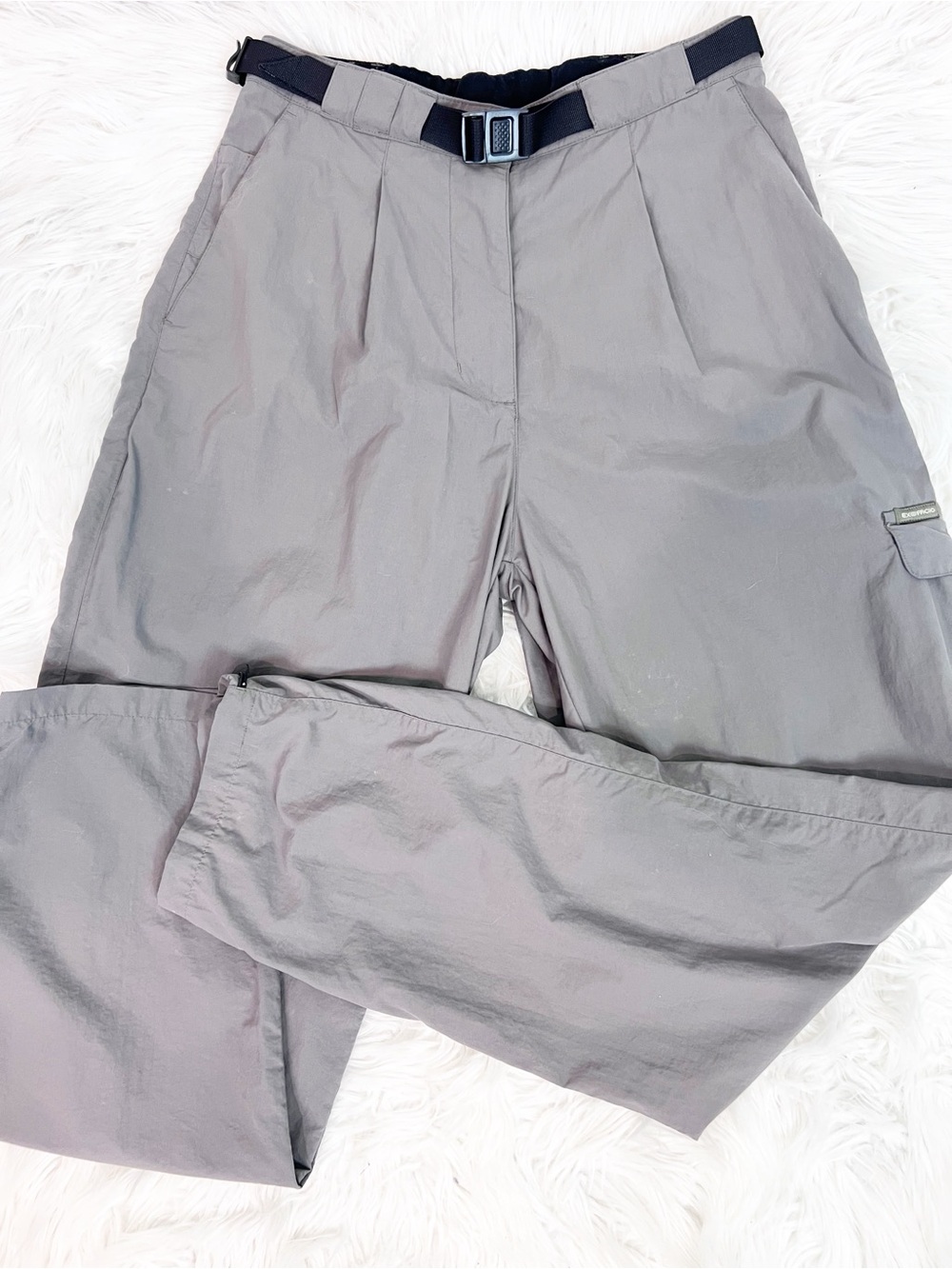 EXOFFICIO GRAY STRAIGHT PANTS WITH ATTACHED BELT WOMENS SZ SMALL